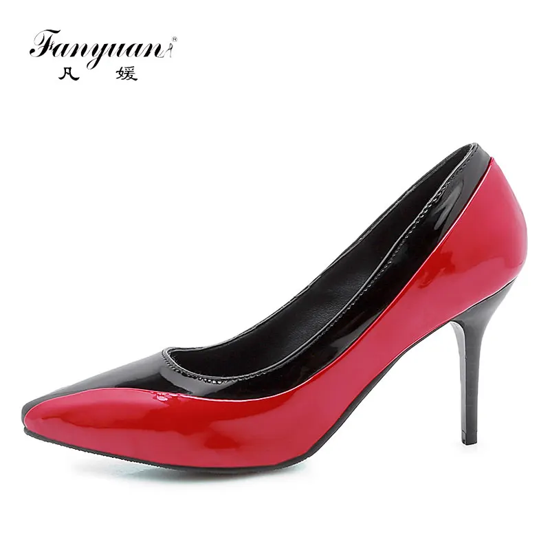 

Fanyuan Sexy Pointed Toe Thin High Heels Fashion Slip-On Shallow Pumps Spring Mixed Color Party Shoes Women Shoes