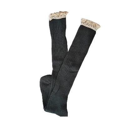 dark gray 3020 Носки для пилатеса toivotukasia, Chaussette, женские носки для обуви, женские хлопковые носки с оборкой и кружевом - Цвет: dark gray 3020