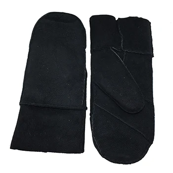 Black Mittens Мужские перчатки варежки из натуральной овчины кожаные перчатки с подогревом меховые варежки замшевые кожаные зимние уличные толстые теплые перчатки из кашемира G59 - Цвет: Black Mittens