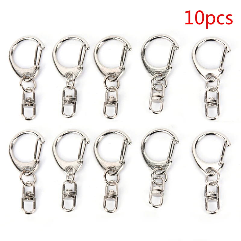10Pcs Split Ring Short Chain Key Rings Polished Silver Keyring Keychain Metal Swivel Clasp Hooks Jewellery Making | Украшения и