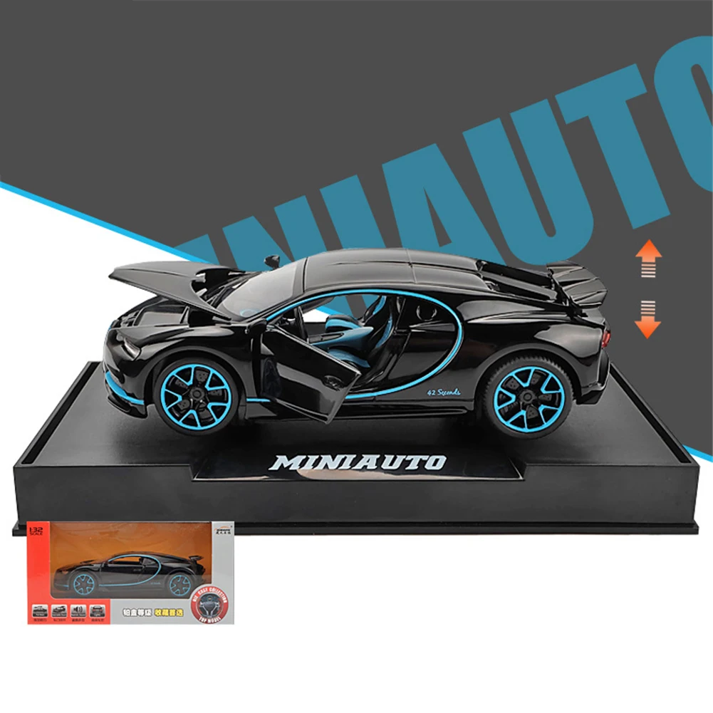 Для 1:32, новинка, Bugatti, сплав, модель, звук и светильник, оттягивающий назад, игрушечный автомобиль с базой, детский подарок на день рождения