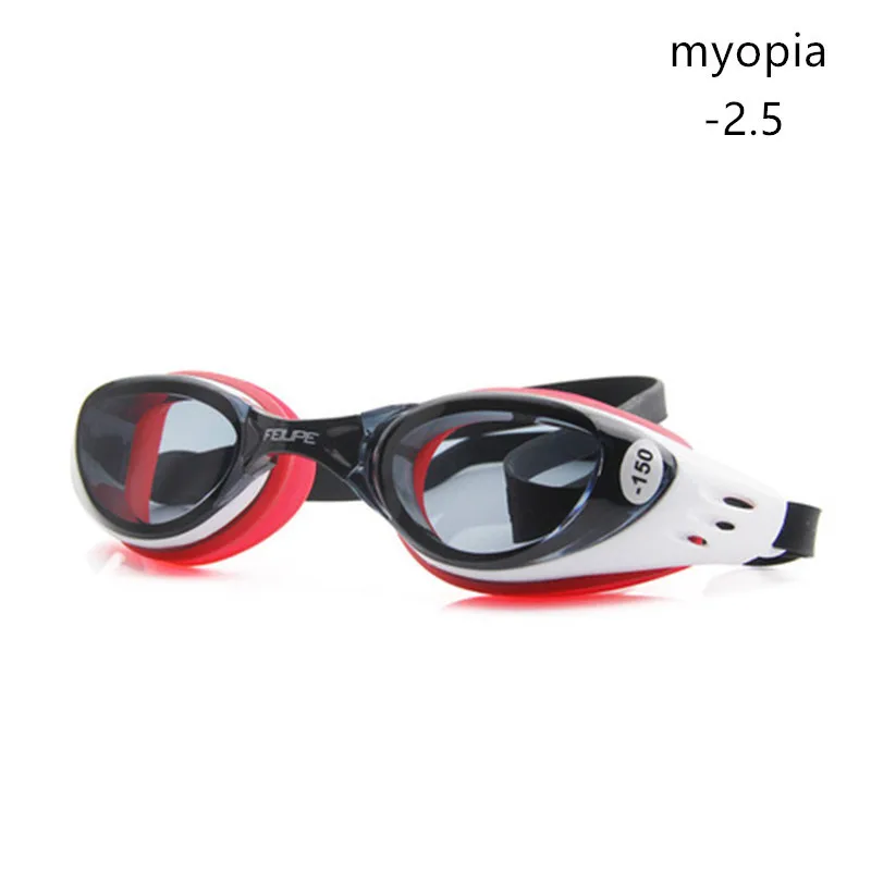 myopia red -2.5 FEIUPE близорукость-1,5 до-10 Плавание ming очки Плавание очки Анти-туман УФ-защита Оптический Водонепроницаемый очки для для мужчин Для женщин - Цвет: myopia red -2.5