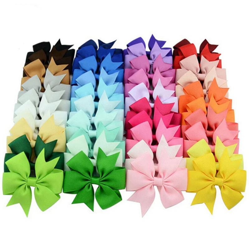 40pcs/lot Grosgrain Ribbon Rope Kids Hair Clips Hairpins Christmas Hair Accessories Hair Bows With Clips Girl Hair Ties