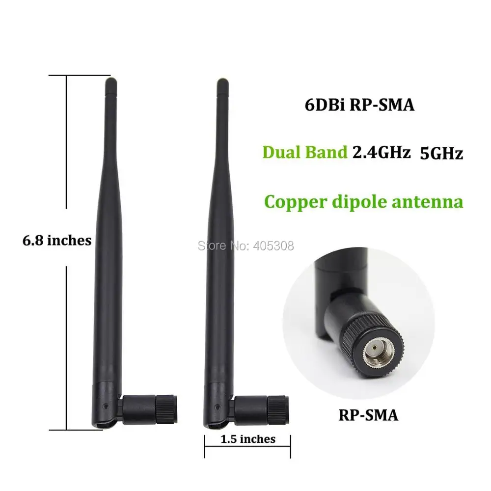 (Упаковка 10) 6dBi 2 4 ГГц 5 Двухдиапазонная WiFi RP SMA антенна + 35 см U. fl/кабель IPEX для