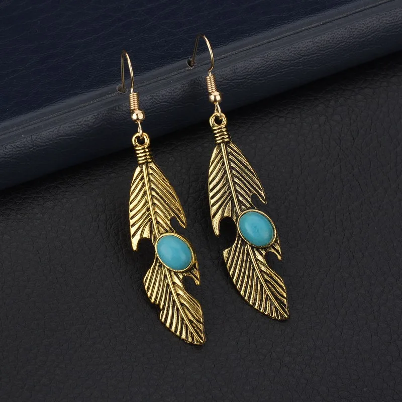 Богемные этнические винтажные Простые Модные серьги капельки с Зелеными камнями