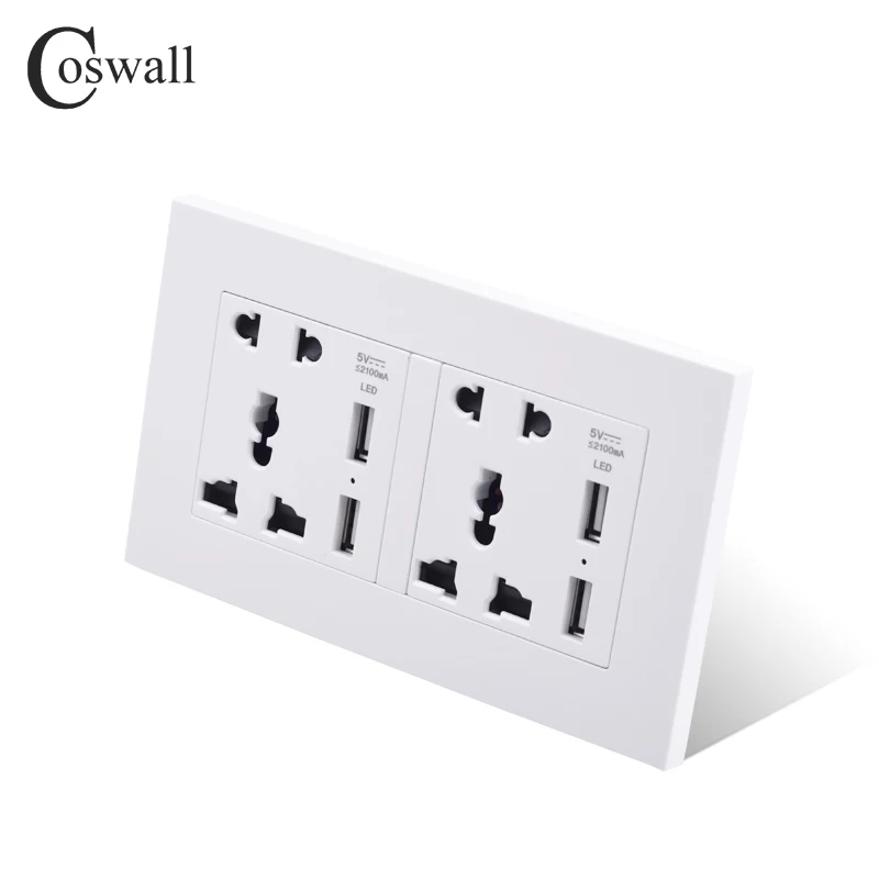 COSWALL розетки двойной Универсальный 5 отверстий мощность Outlet с 4 USB Смарт индукция