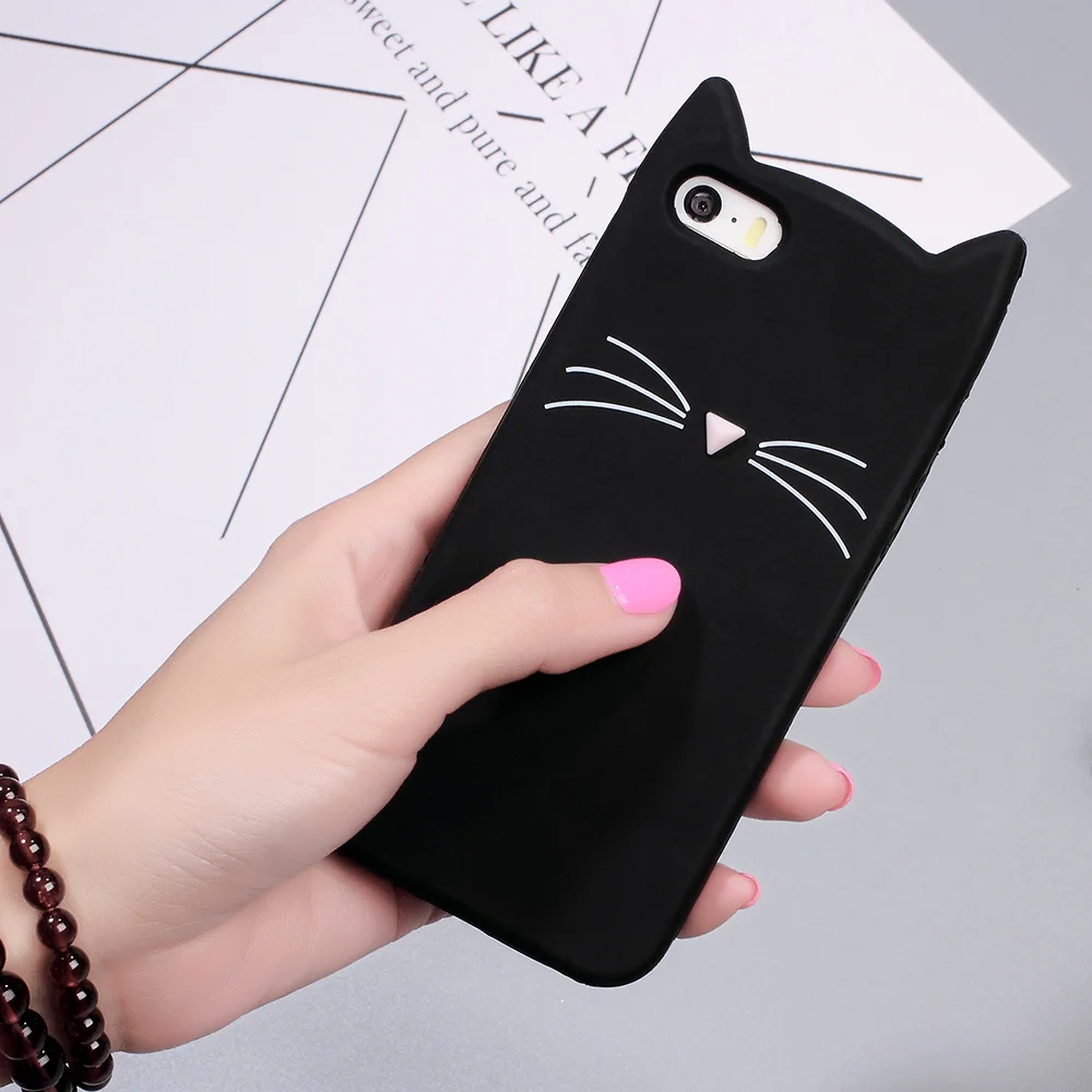 Dulcii телефона чехол для iPhone 6S 6 8 7 Plus плюс Симпатичные Обложка 3D кошка Мягкая
