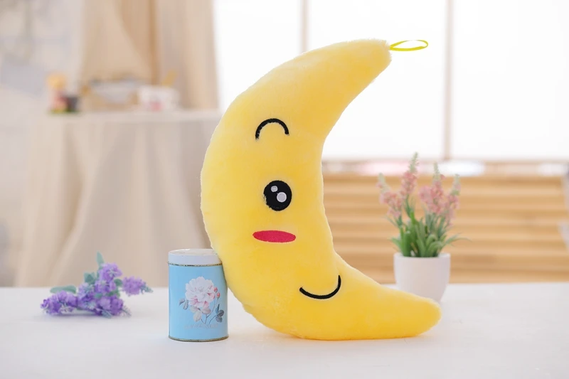 1 шт. 35 см Kawaii в форме Луны Подушка, плюшевые игрушки светящаяся подушка игрушки светодиодная Красивая Подушка Рождественские подарки для детей