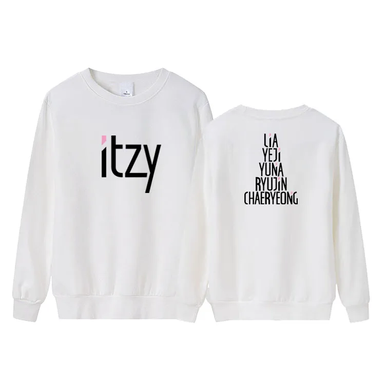 Тонкий свитер с принтом Kpop itzy debute унисекс осенне-зимний черно-белый пуловер