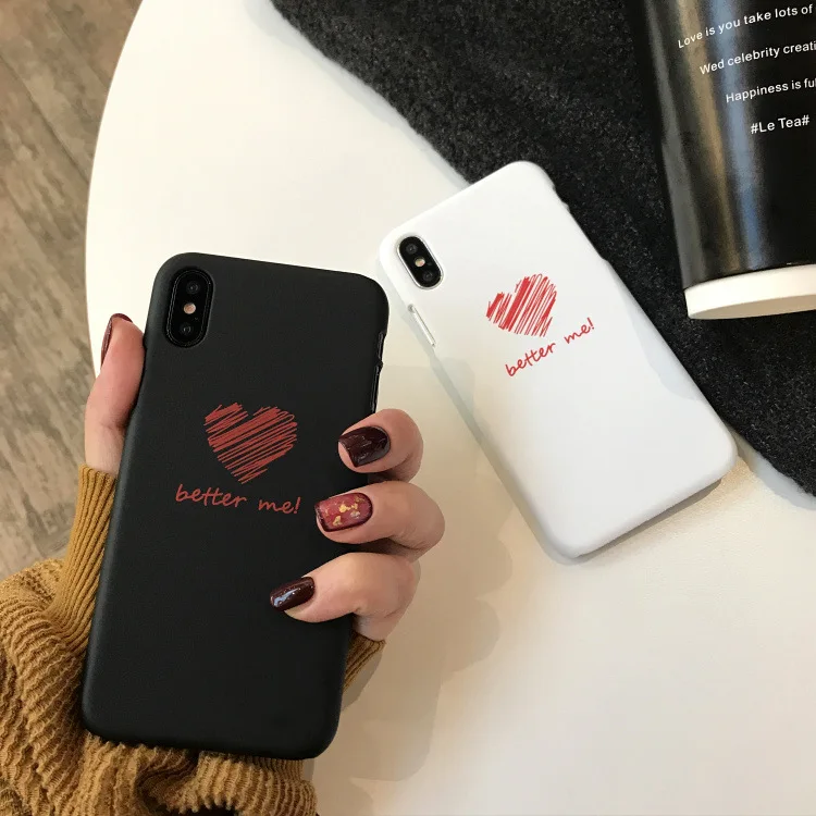 Жесткий черный чехол с сердечком для iphone 7 8X6 6 S s X XR XS Max 8 Plus чехол|Бамперы| |