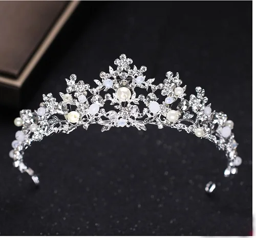 Роскошные серебряные стразы, свадебная тиара, корона, жемчуг, королева, диадема, Корона невесты, головной убор, свадебные аксессуары для волос, тиара, высокое качество - Окраска металла: HG013