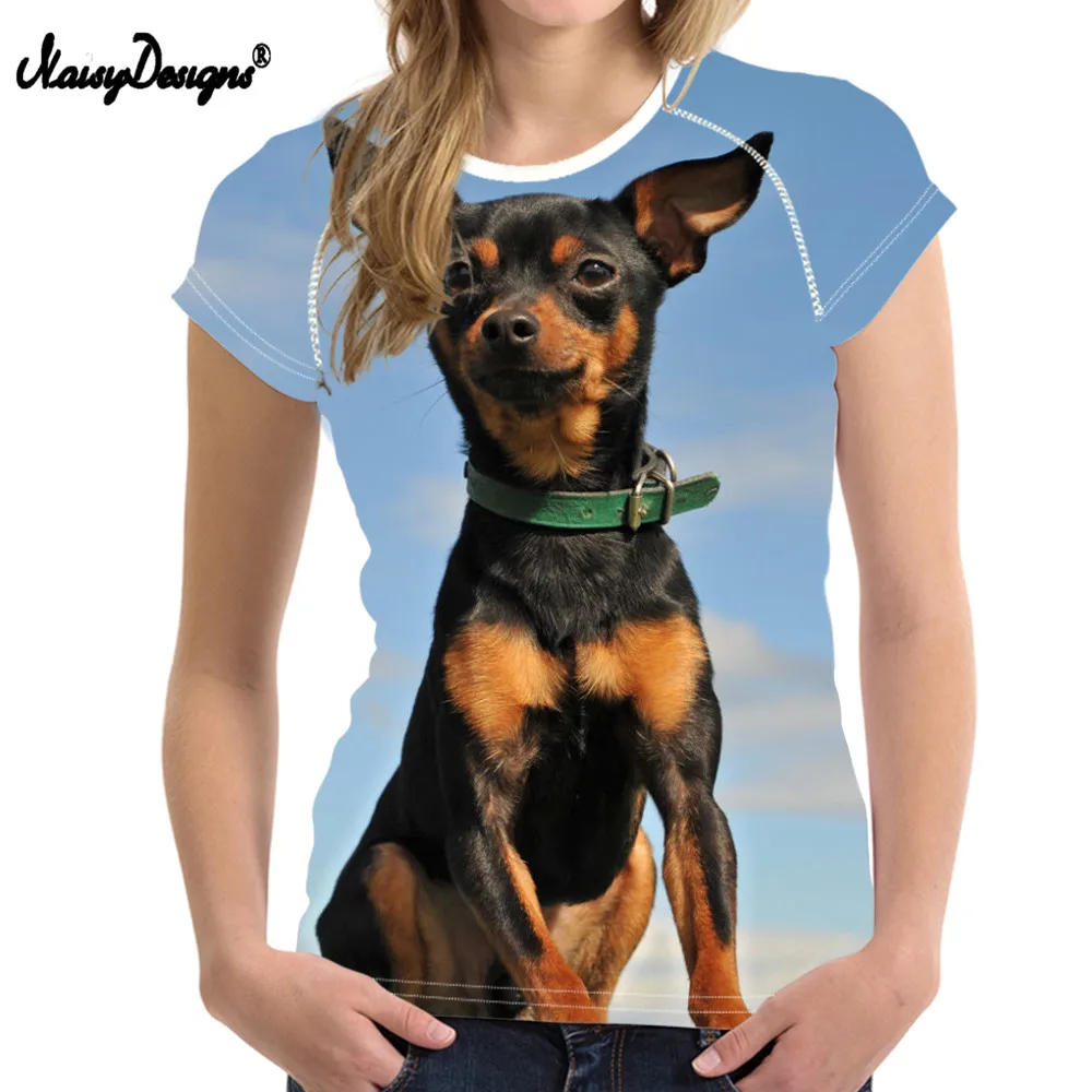 Женская миниатюрная футболка noisydesign с принтом Pinscher Подростковая забавным