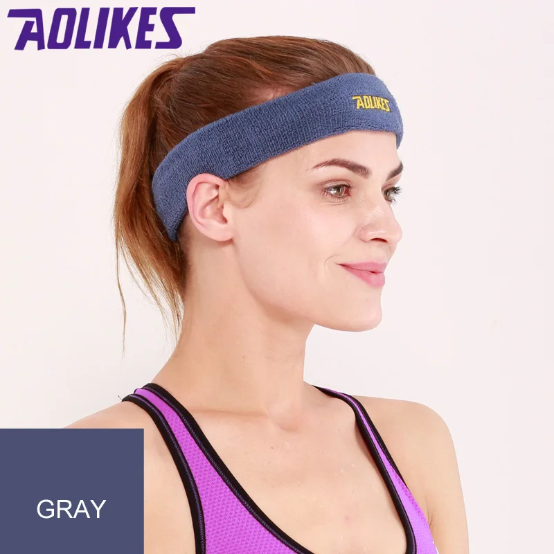 Grey AOLIKES 1 шт. хлопковая спортивная баскетбольная повязка на голову для женщин лента для волос при занятиях йогой головная повязка для фитнеса бега повязка на голову sweetband - Цвет: Grey