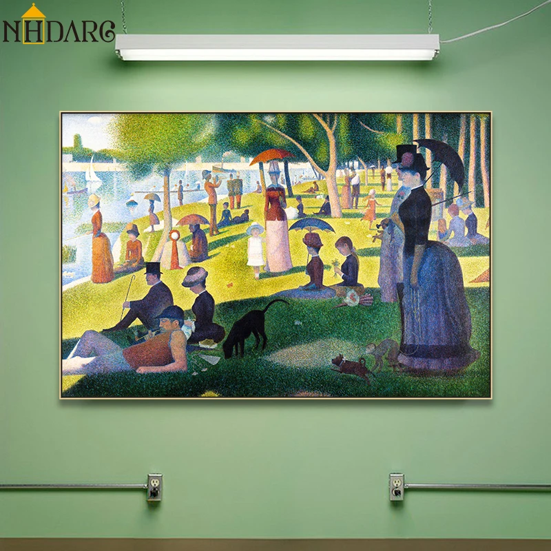 

Pointillism Artist Georges Seurat A Sunday Afternoon on the Island of La Grande Jatte, Canvas Print Painting Wall Art Home Decor