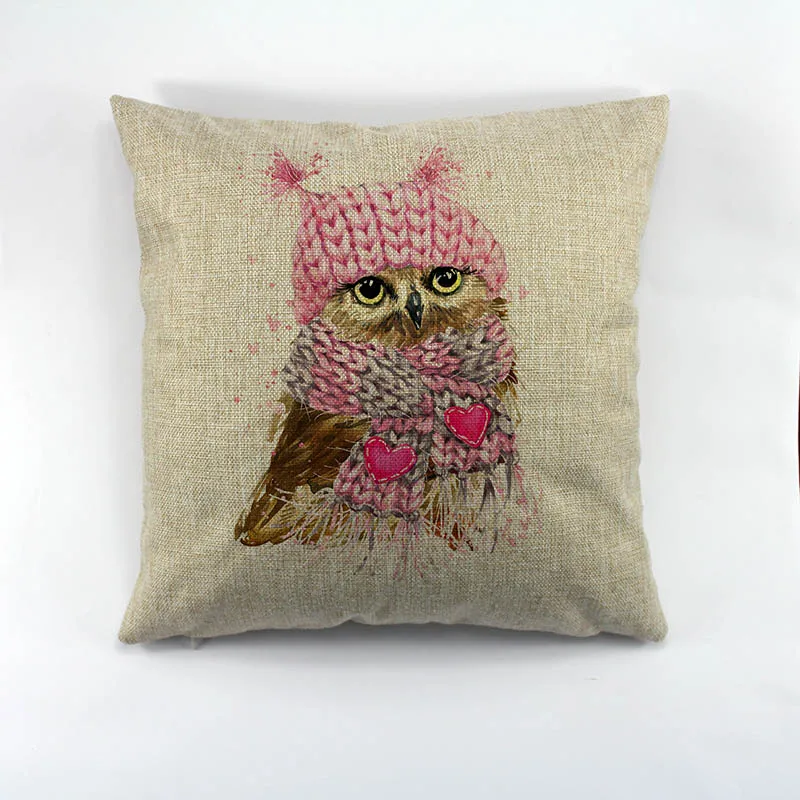 Наволочка из полиэстера и льна с принтом совы креативный декоративный чехол для
