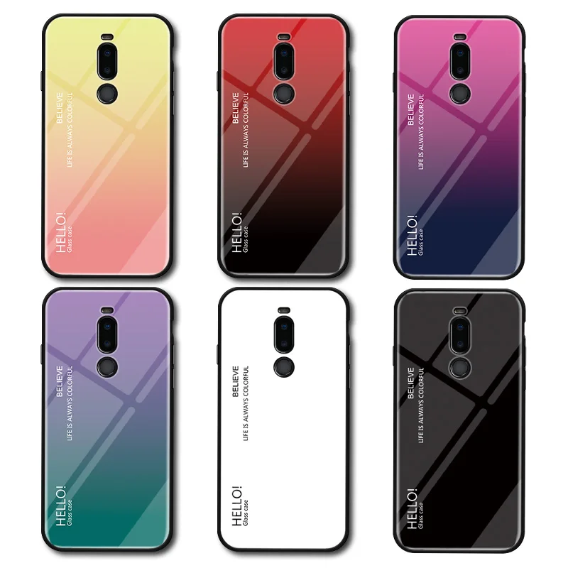 Градиентный чехол из закаленного стекла для Meizu Note 8 силиконовая рамка жесткая