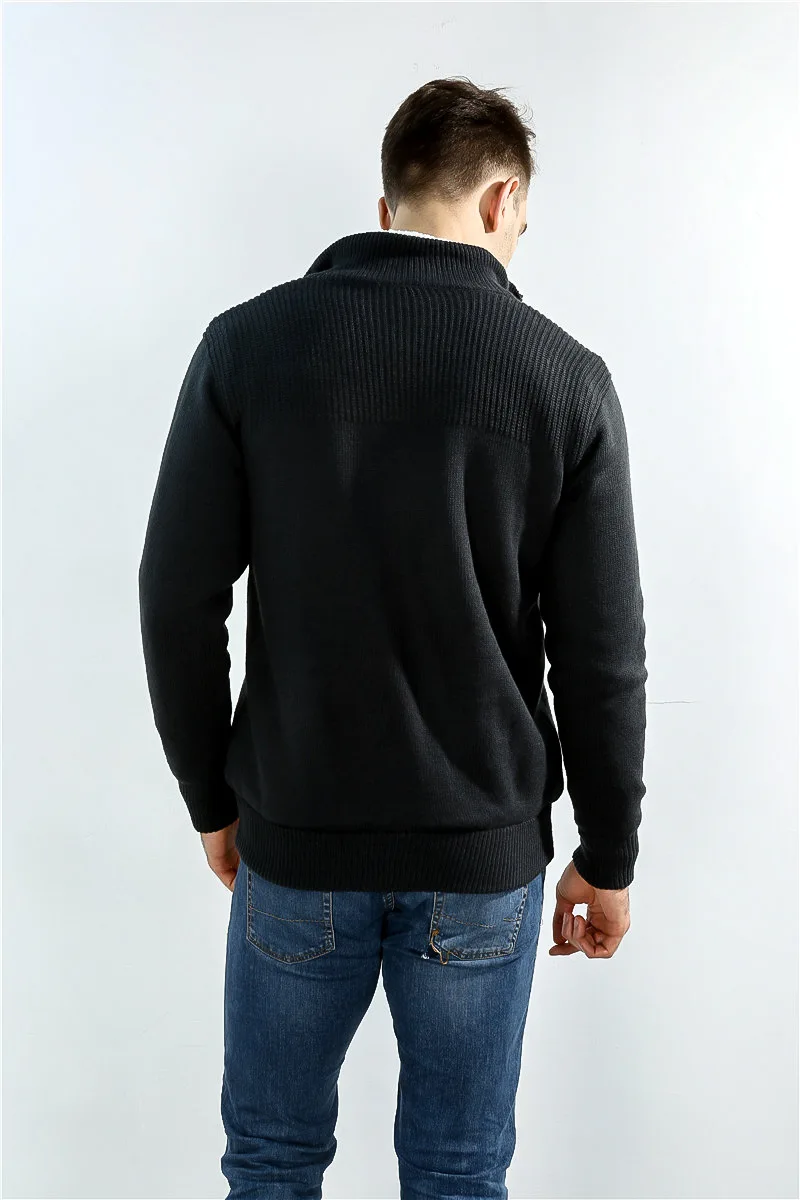 Размера плюс 4XL-7XL мужские свитер; кардиган; пальто Зимняя утепленная овечьей шерсти Внутри шерстяная подкладка на молнии с высоким, плотно облегающим шею воротником Повседневное теплый свитер