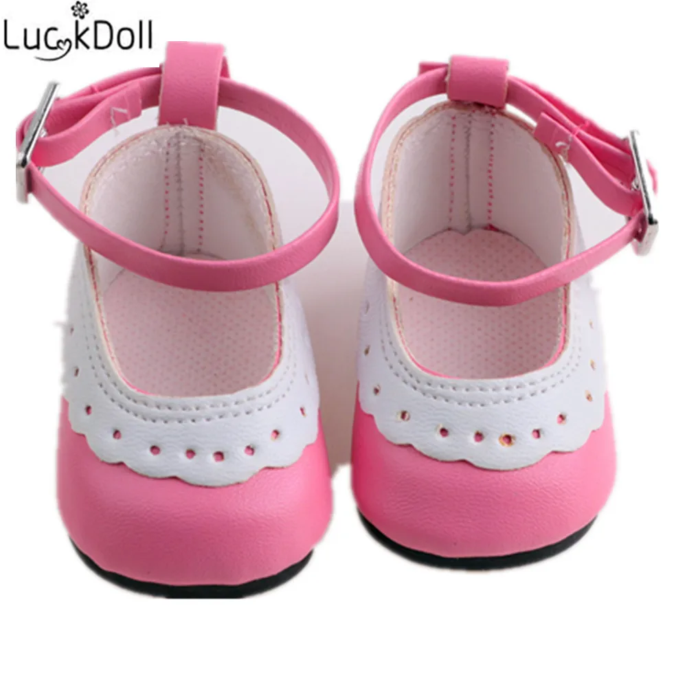 LUCKDOLL/синие розовые кожаные туфли подходят для 18 дюймов американский и 43 см