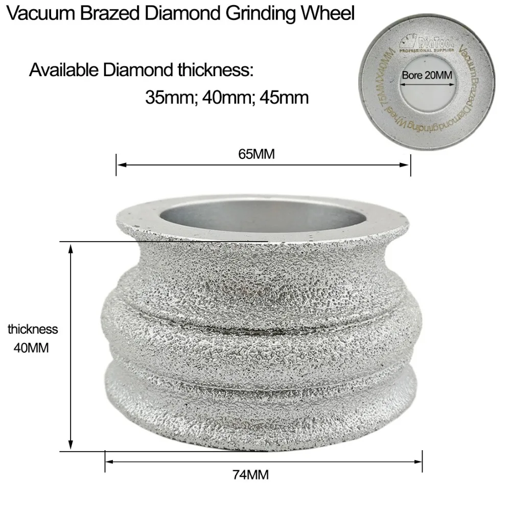 Diatool Dia75mmX40mm diamond профиль Шлифовальный круг для камня ВАКУУМНОЙ ПАЙКИ DIAMOND