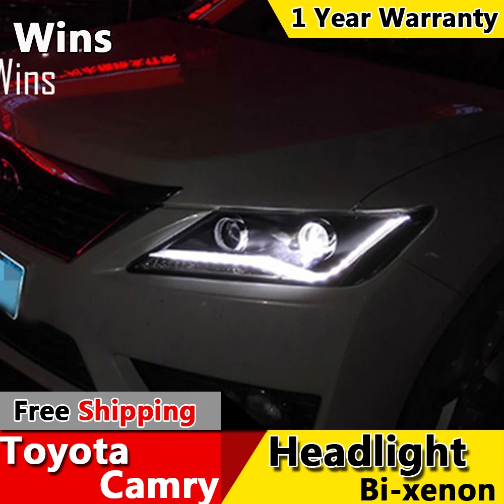 Победы огни для Toyota Camry 2012 2013 2014 СВЕТОДИОДНЫЕ Фары DRL Дневного Света Би-Ксеноновые