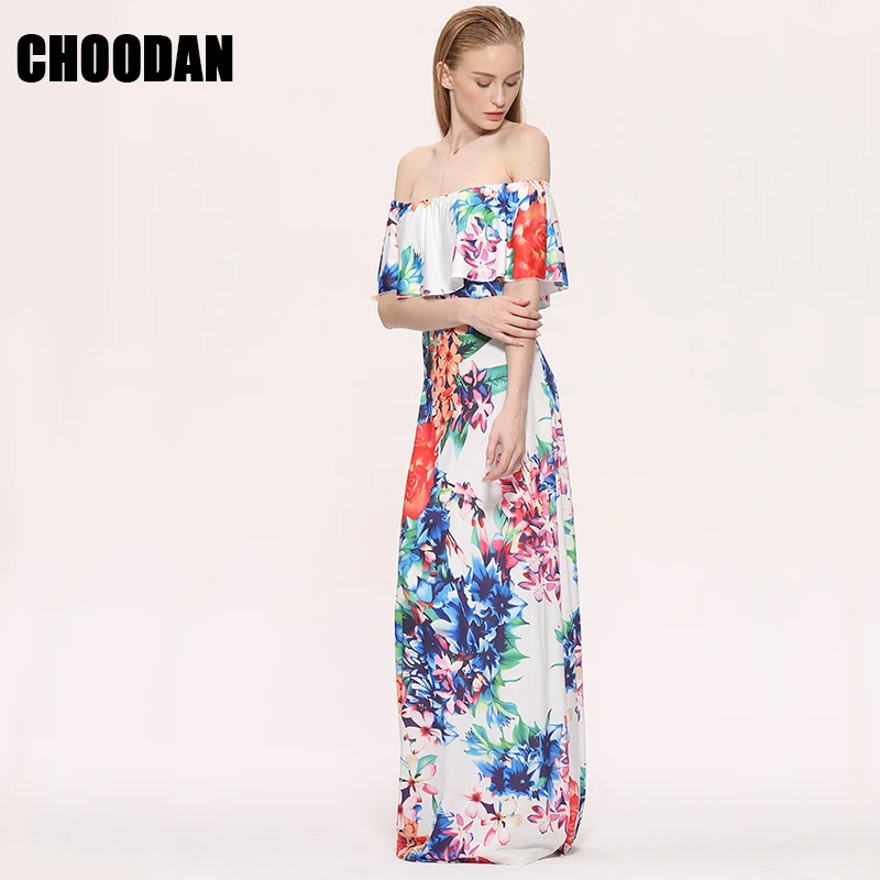 Платье женское повседневное в стиле бохо длинное платье-карандаш пол с цветочным