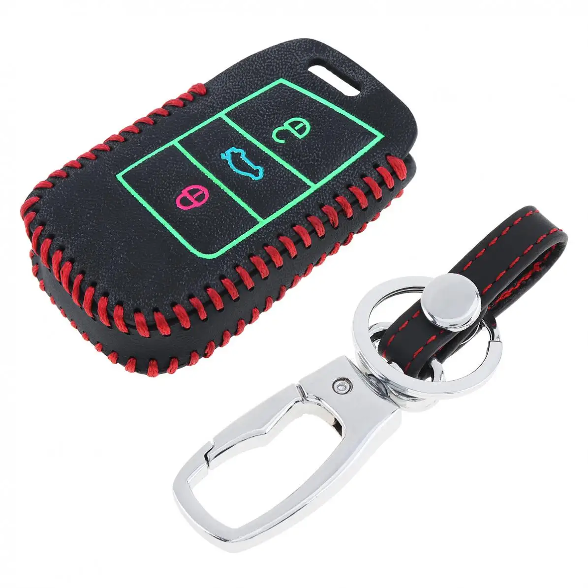 3 кнопки чехол для автомобильного ключа кожаный серебристый защитный держатель с