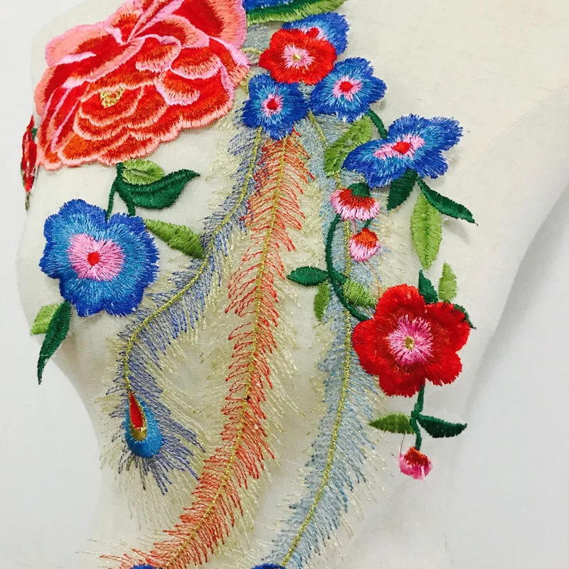 FFLACELL вышивка патч Павлин пион ткань аппликация кружева швейная украшения