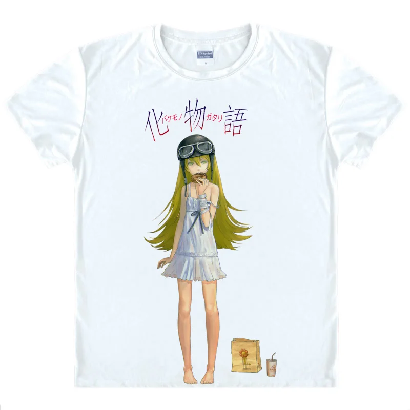 Рубашка Coolprint с аниме футболки Bakemonogatari Nisemonogatari короткие рубашки Hitagi senjyogaхара Mayoi
