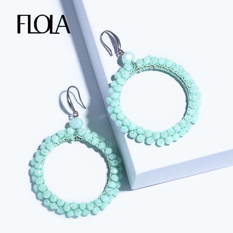 Этнические плетеные серьги FLOLA ручной работы с бусинами для женщин Boho Qorbellen