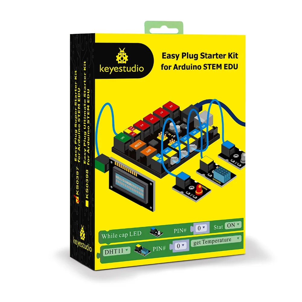 Новинка! Keyestudio EASY PLUG RJ11 супер стартовый обучающий комплект для Arduino STEM EDU/совместимый с Mixly блочным кодированием