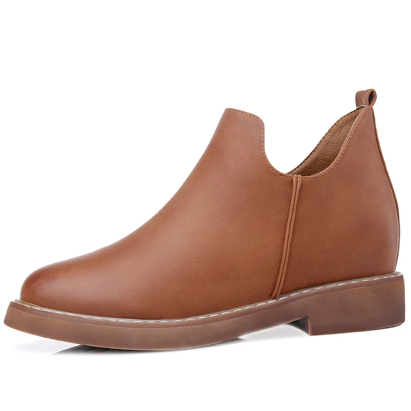 IVG Осень Зима Короткие Плоские Каблуки Обувь Из Натуральной Кожи Мартин Сапоги