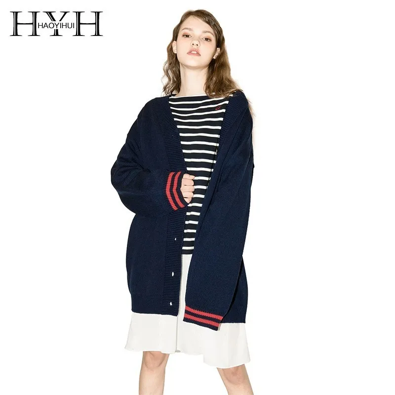 Простой осенний Повседневный Кардиган HYH Haoyihui в студенческом стиле с треугольным