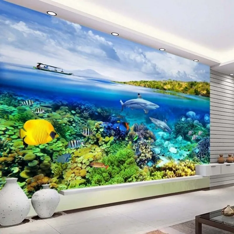 Beibehang большие пользовательские обои 3D эстетика синий океан подводный мир Акула