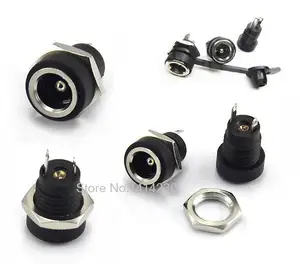 10 шт.лот  полностью медный материал разъем источника питания постоянного тока Женский панельный разъем 5,5 мм 2,1 мм с водонепроницаемой крышкой