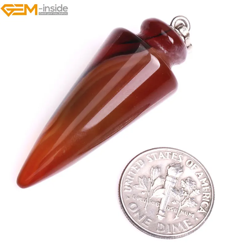 

Gem-inside 16x41mm Cone Worry Stone Semi Precious Cocktail Charkra Pendant Jewelry for Women Valentine Gift