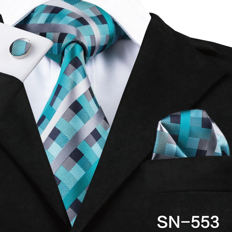 SN-553 Hi-Tie Мужские галстуки высокое качество Шелковый тканый коричневый цветочный галстук набор носовой платок запонки Набор Бизнес Свадебные шейные Галстуки SN-3063 - Цвет: SN-553
