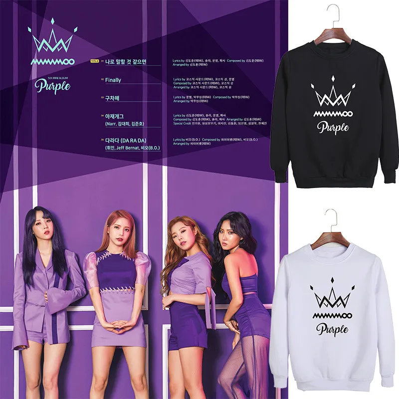 KPOP/Корейская мода фиолетовые хлопковые толстовки с 5-го альбомом MAMAMOO пуловеры