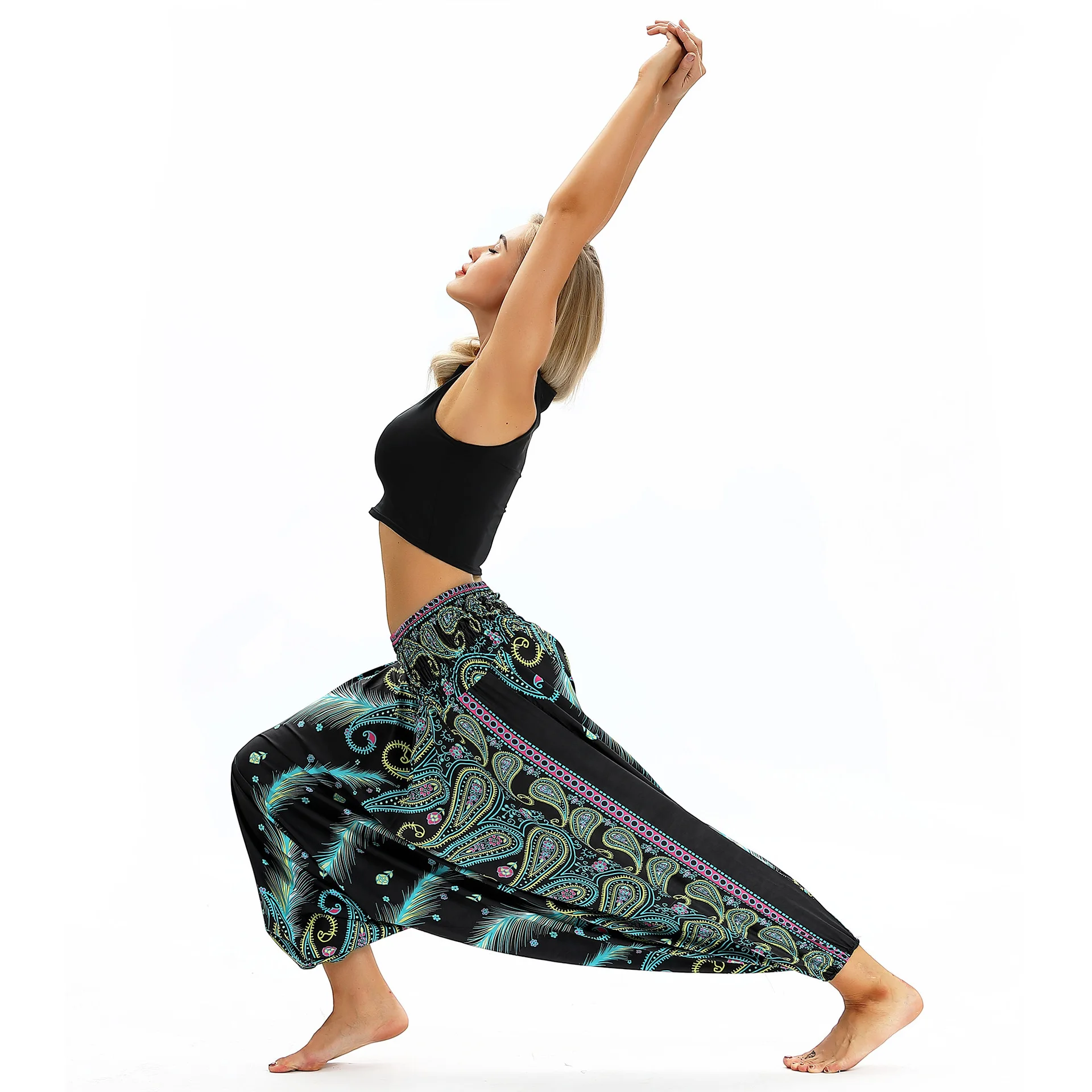 Print women casual fitness Yoga leggings lounge nepal pant Bloomers Indian Thailand wide leg loose pants beach wear Harem Pants