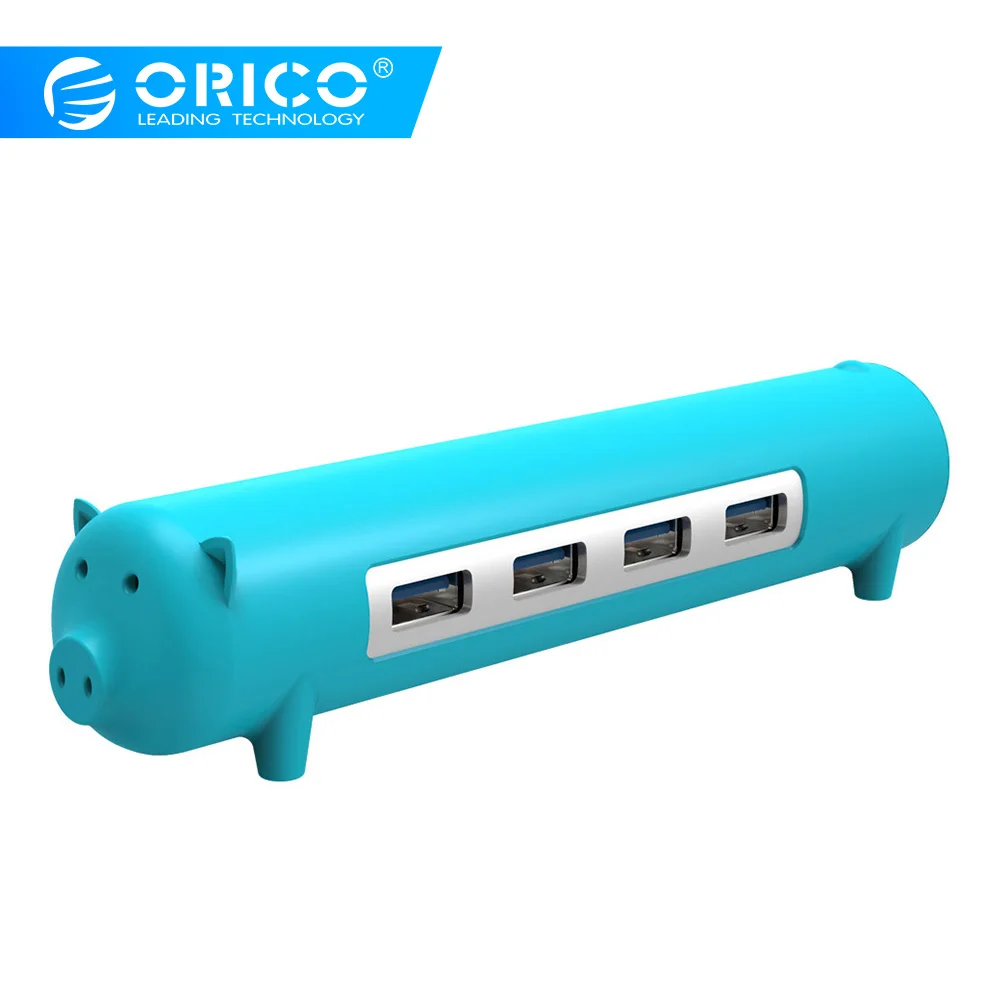ORICO, 4 порта, USB 3,0, милый, в форме животного, концентратор, 5 Гбит/с, с функцией OTG, 100, кабель с датой, алюминиевый сплав, силикон, для Mac/Windows/Linux