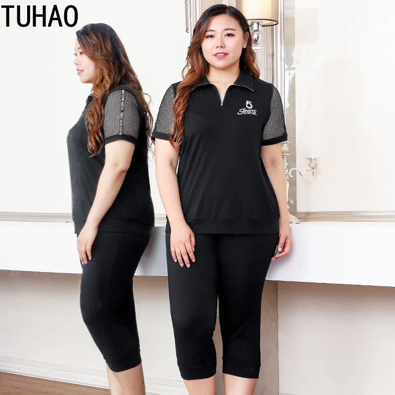 Женский комплект из 2 предметов TUHAO спортивный костюм размера плюс 10XL 8XL 6XL одежда