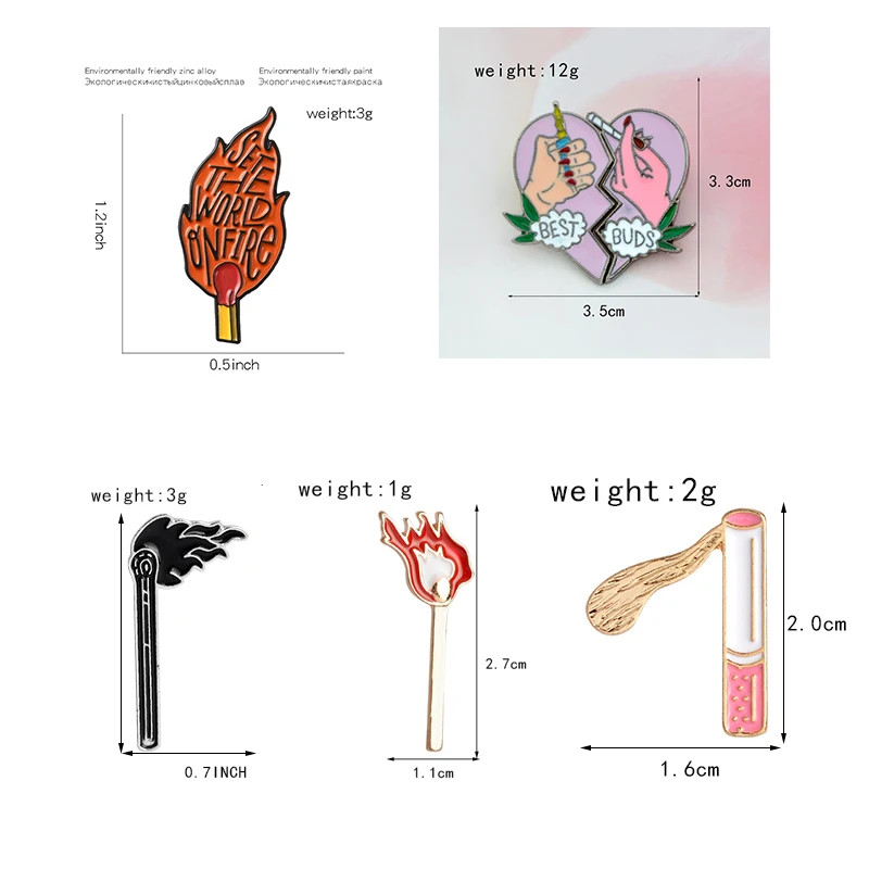 Эмалированная булавка для спичек и сигарет в мультяшном стиле воспламеняющая