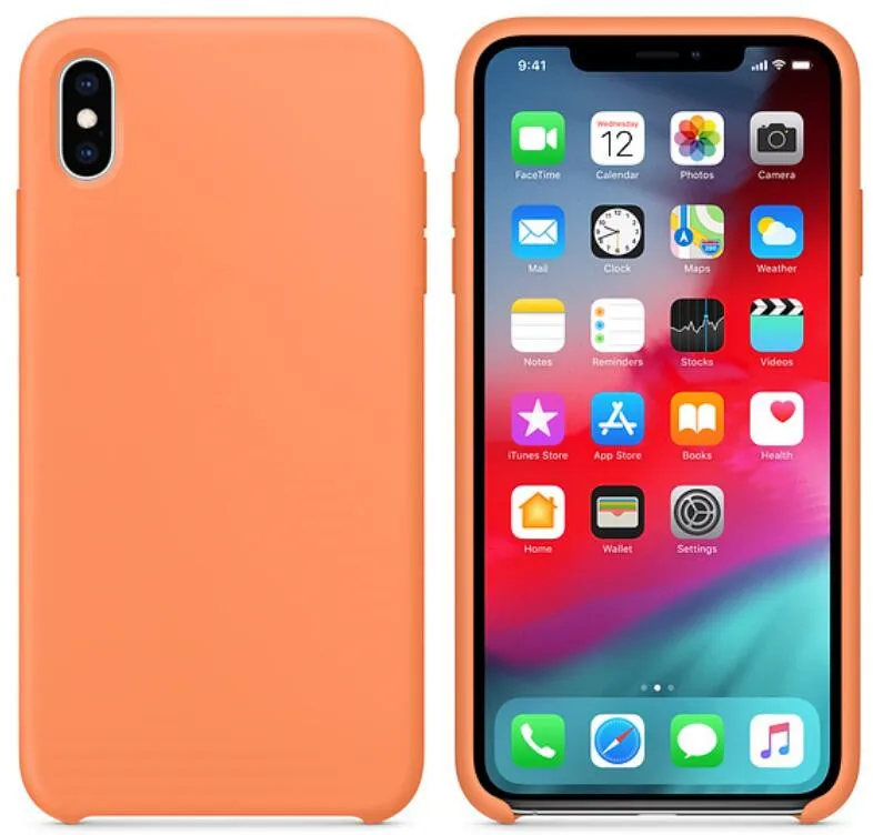 papaya Для iphone Xs Max чехол с офоническим логотипом Жидкая силиконовая резина мягкая подушка из микрофибры чехол для телефона iphone Xs Xr Xs Max - Цвет: papaya