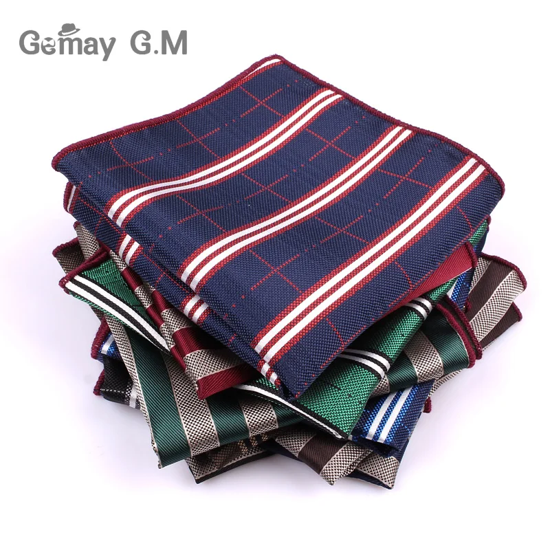 

Men's Pocket Square Groom Hanky Jacquard Woven Striped Hankerchief For Men New Fashion Classic Suits Towel Hankies
