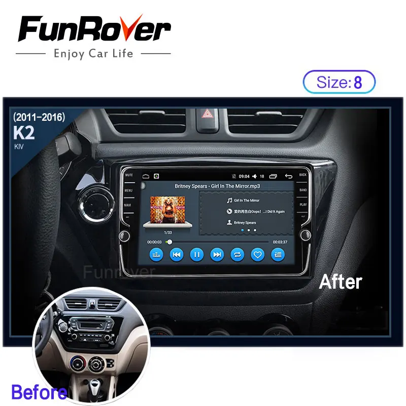 Автомобильный dvd-плеер Funrover " ips Android8.0 для KIA RIO K2 2011- gps навигация автомобильный стерео Мультимедийный Плеер с BT wifi RDS