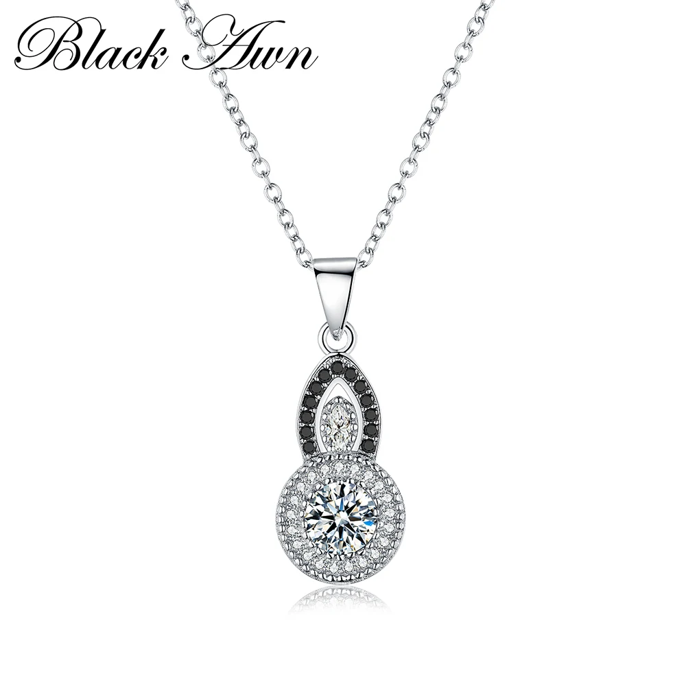 Ожерелье женское из серебра 100% пробы черно белое P058|silver 925 jewelry pendants|necklace pendant