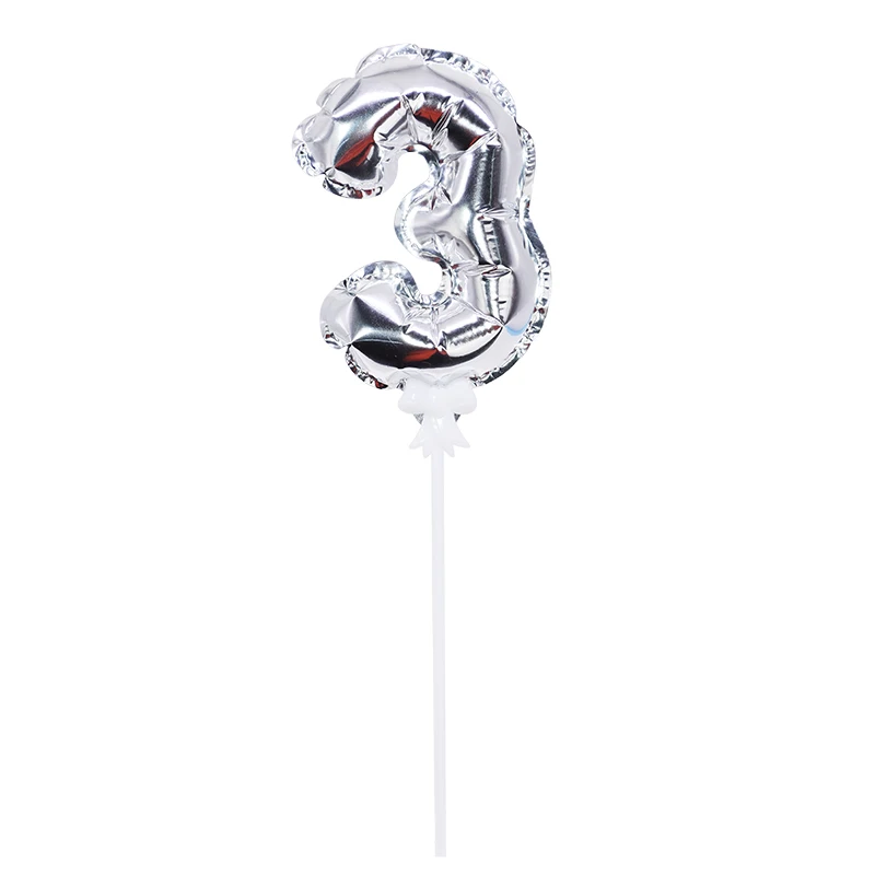 silver number 3 1/2 шт 7 дюймов фольга номер шар торт Топпер самонадувающиеся золотые Серебристые шары для детей взрослых День рождения украшения торта 8 - Цвет: silver number 3