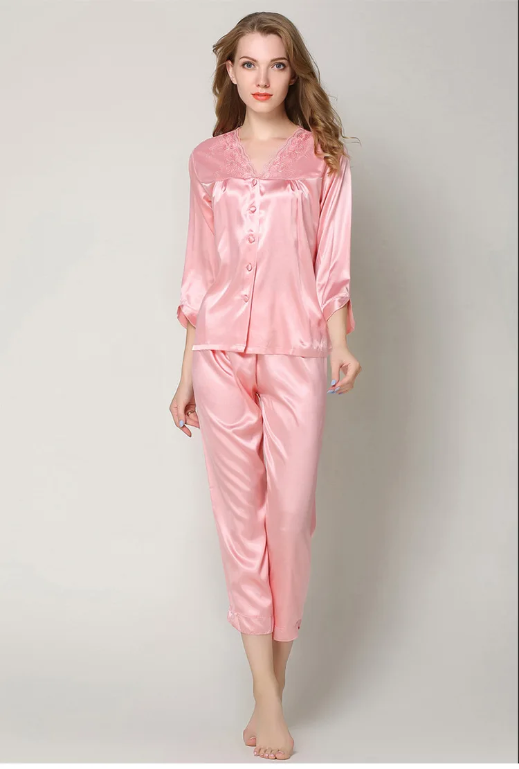 X003 MaiJee шелковые пижамы атласная Женская пижама Femme Pigiama Donna Pijama набор пижам для
