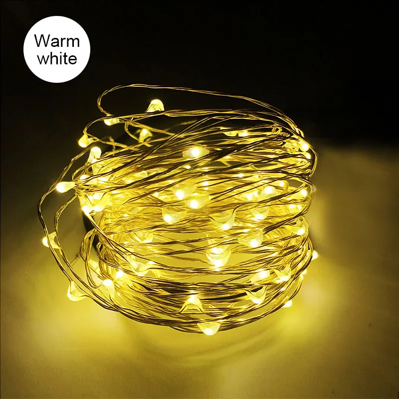 Светодиодная гирлянда теплая белая/разноцветная сказочная с питанием от USB