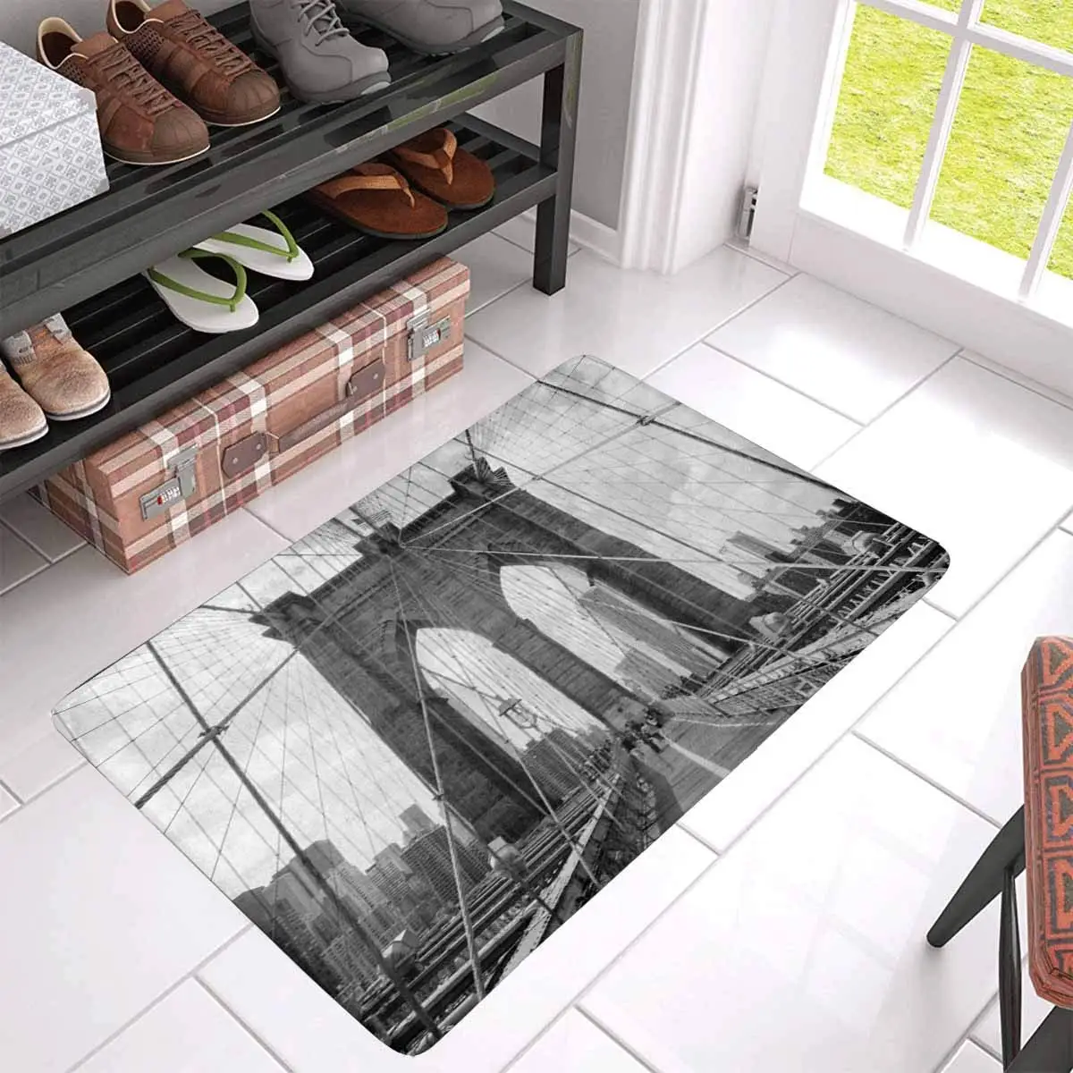 Brooklyn BriMDZLDGe New York Doormat Anti-Slip Entrance Mat Floor Rug Indoor/Front Door Mats Home Decor Rubber Backing Large | Дом и сад