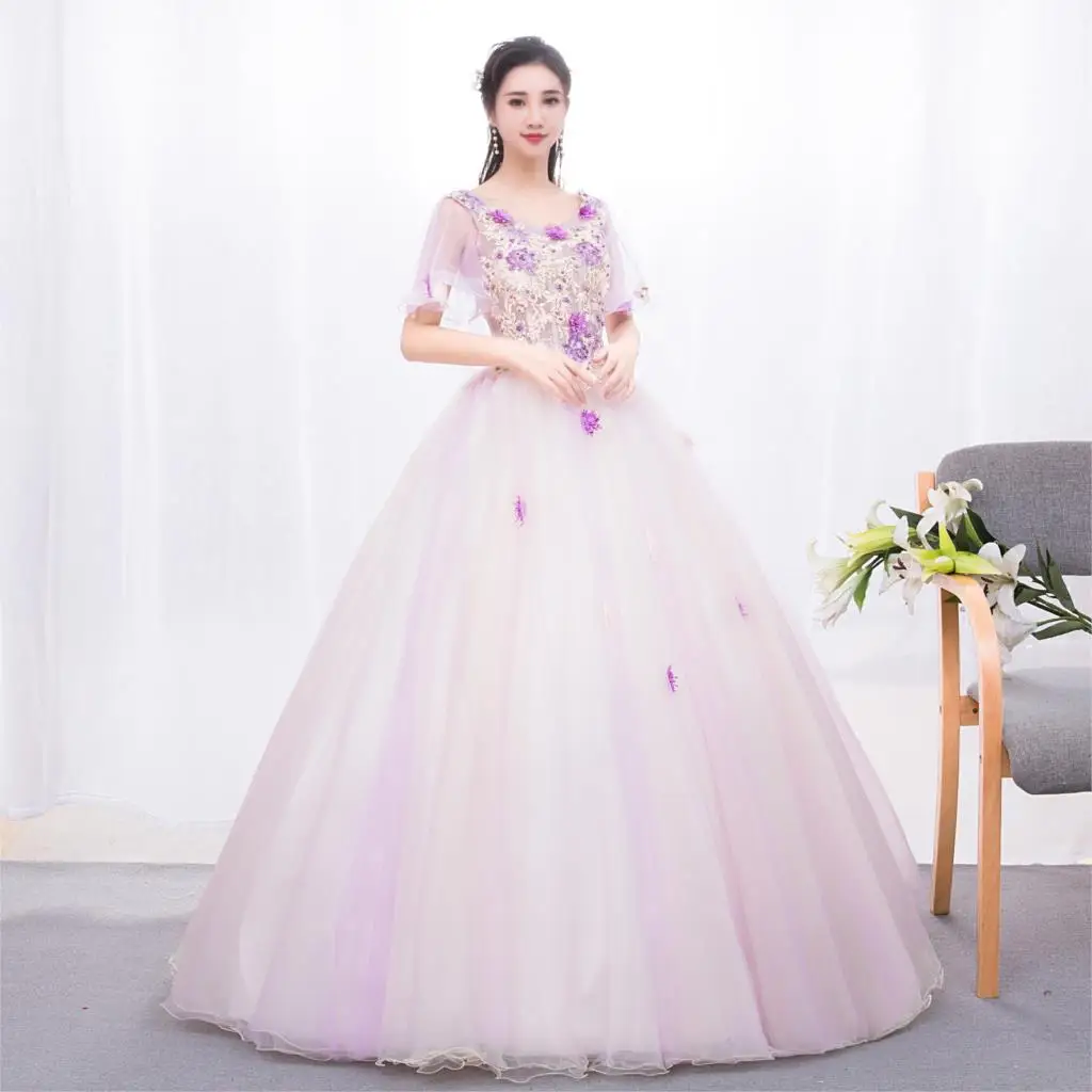 Новое светильник Фиолетовое расклешенное женское платье с коротким рукавом для